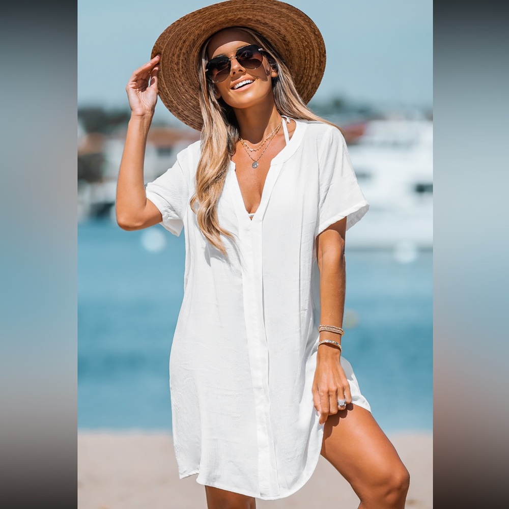CUPSHE V neck coverup short sleeve dress size small NWT